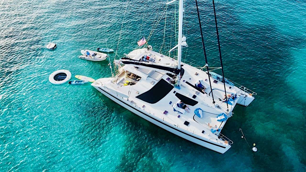 Spacious catamaran under sail in Hawaii