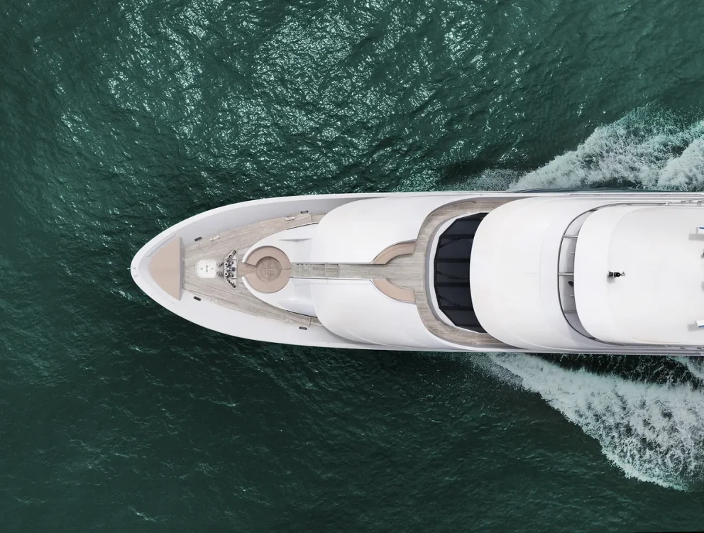 Luxury yacht cruising off the Hawaiian coast